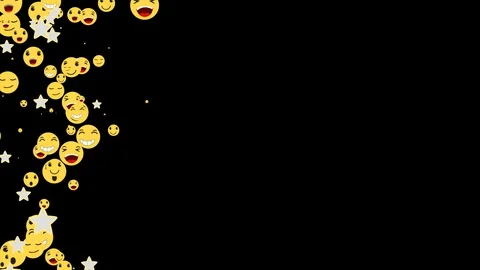 Emoticons flying on a transparent background. Faces on green screen. Symbols of Stock Footage 107988642