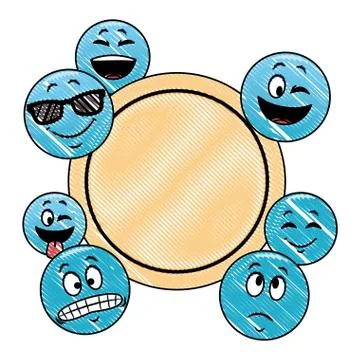 Emoticons frame concept scribble Stock Illustration
