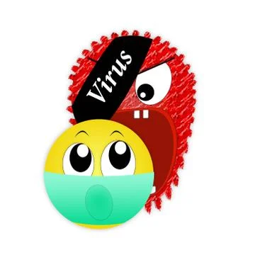 Emoticons for internet chat virus eats healthy. Epidemic coronavirus covid 19 Stock Illustration