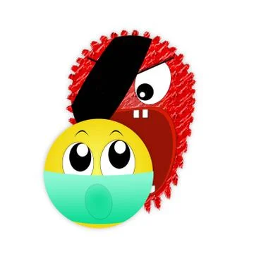 Emoticons for internet chat virus eats healthy. Epidemic coronavirus covid 19 Stock Illustration