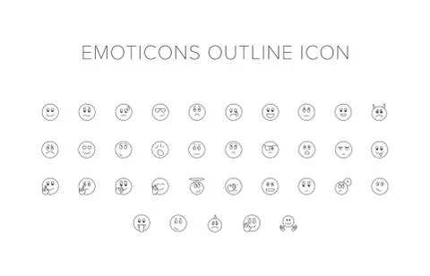 Emoticons Line Icon Set Illustrazione stock