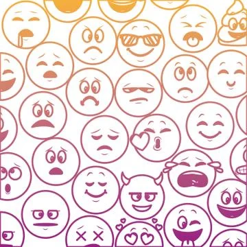 Emoticons pattern background rainbow lines Stock Illustration