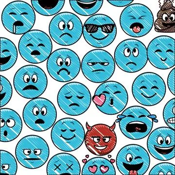 Emoticons pattern background scribble Illustrazione stock