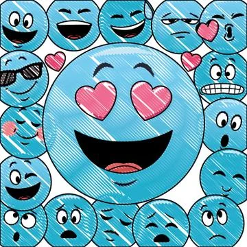 Emoticons pattern background scribble Stock Illustration