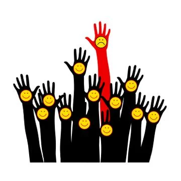 Emoticons. Raised hands. Stock Illustration