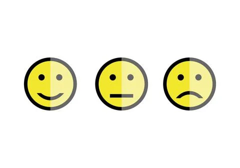 Emoticons, vector. Happy, neutral and sad. Stock Illustration