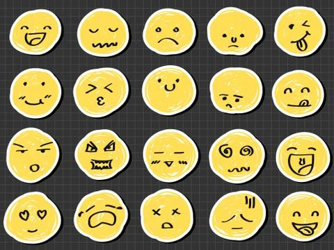 Emotion collection sketch drawing vector Stock Illustration