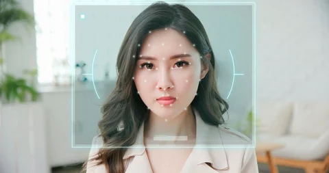 Emotion detected by AI system Stock Footage 128495012
