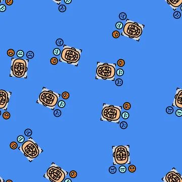 Emotion detection social robotics vector seamless pattern Stock Illustration