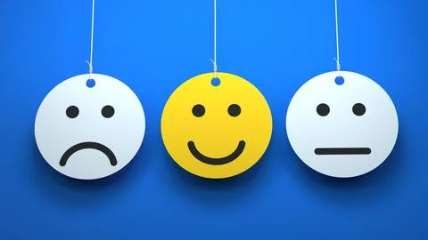 Emotion emojis on dangling speech bubbles Stock Illustration