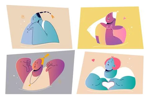 Emotion, face expression print set concept Illustrazione stock