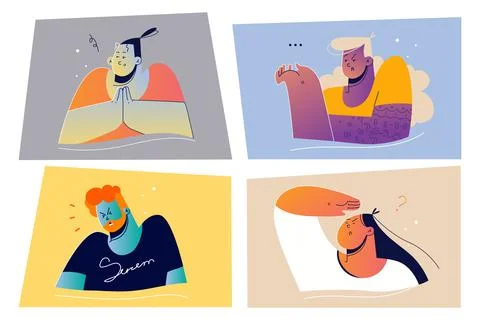 Emotion, face expression print set concept Illustrazione stock