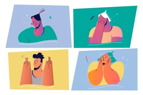 Emotion, face expression print set concept Stock Illustration