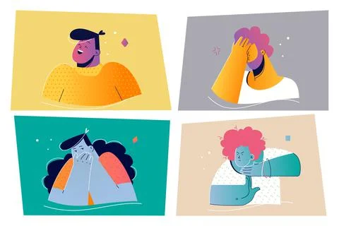 Emotion, face expression print set concept Stock Illustration