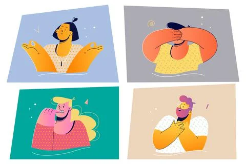 Emotion, face expression print set concept Stock Illustration