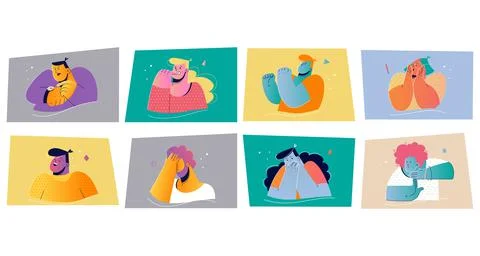 Emotion, face expression print set concept Stock Illustration