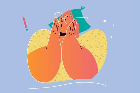 Emotion, face, expression, surprise, amazement, shock concept Stock Illustration