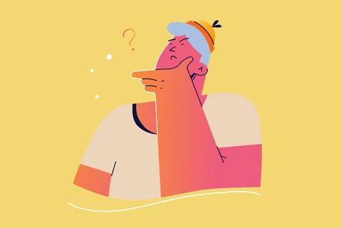 Emotion, face, expression, thought, trouble, question concept Stock Illustration