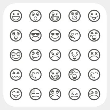 Emotion face icons set Stock Illustration