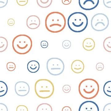Emotion Faces Pixelated Seamless Pattern. Vector seamless dithering pixel s.. Stock Illustration