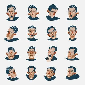 Emotion Faces Set Stock Illustration