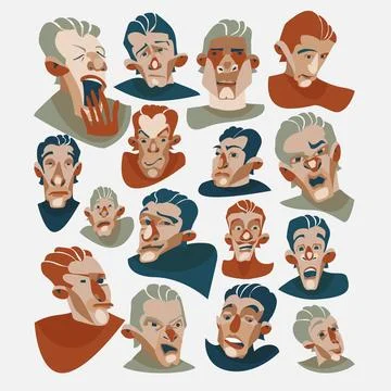 Emotion Faces Set Stock Illustration