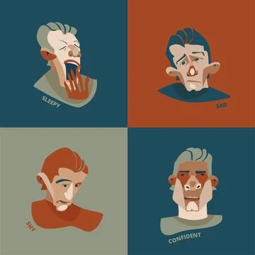 Emotion Faces Set Stock Illustration