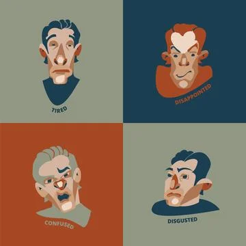 Emotion Faces Set Stock Illustration