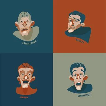 Emotion Faces Set Stock Illustration
