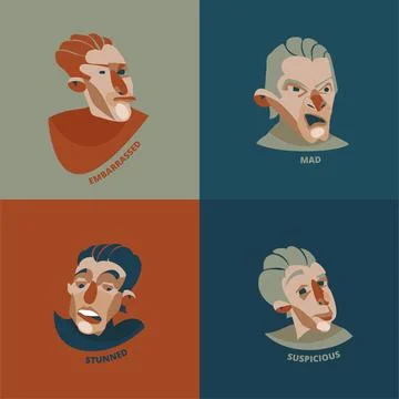 Emotion Faces Set Stock Illustration