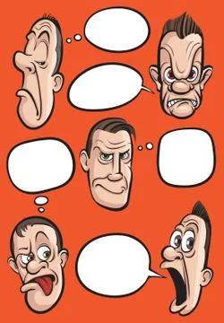 Emotion faces with speech balloons vector collection Stock Illustration