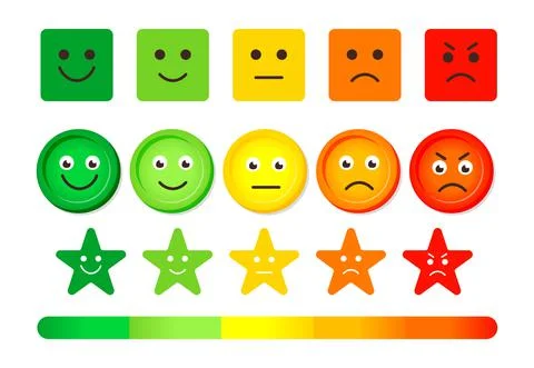 Emotion feedback scale icon bar mood set vector Stock Illustration