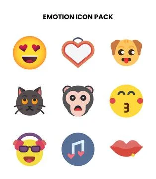 Emotion Flat Vector Icons Pack Stock Illustration