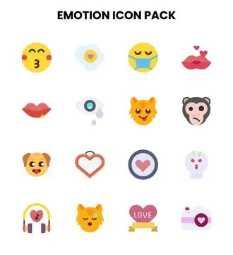 Emotion Flat Vector Icons Pack Stock Illustration