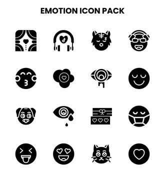 Emotion Glyph Scalable Icons Pack Stock Illustration