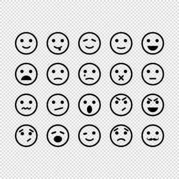 Emotion icon set on transparent background. Collection emoji. Vector EPS 10. Stock Illustration