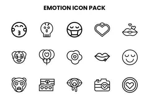 Emotion Line Bundle Icons Pack Stock Illustration