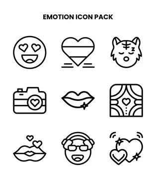 Emotion Line Collection Icons Pack Stock Illustration