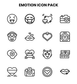 Emotion Line Graphics Icons Pack Stock Illustration