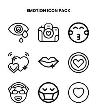Emotion Line Vector Icons Pack Stock Illustration