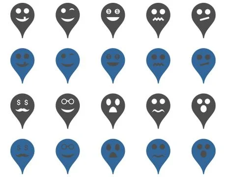 Emotion map marker icons Stock Illustration