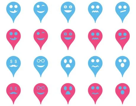 Emotion map marker icons Stock Illustration