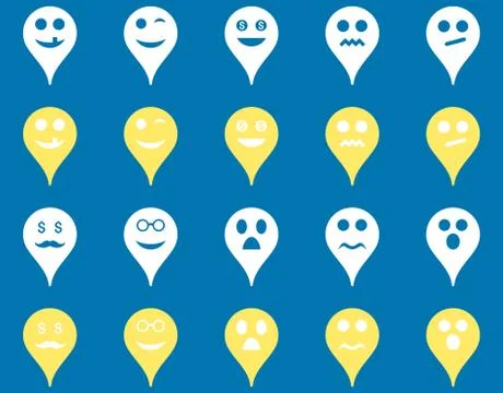 Emotion map marker icons Stock Illustration