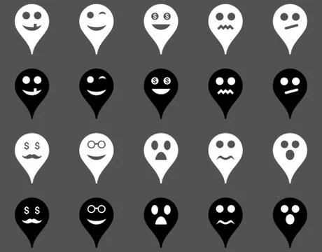 Emotion map marker icons Stock Illustration