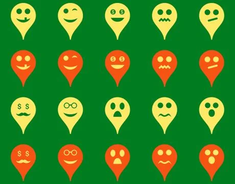 Emotion map marker icons Stock Illustration