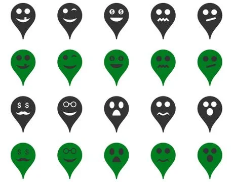 Emotion map marker icons Stock Illustration