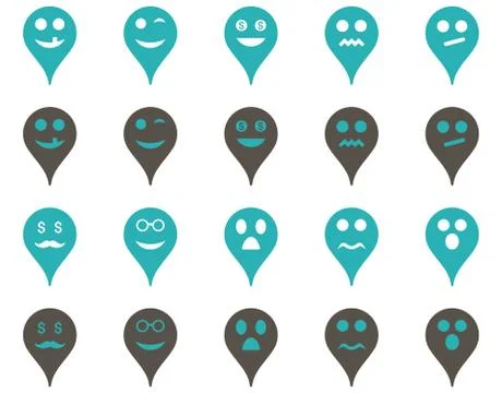 Emotion map marker icons Stock Illustration