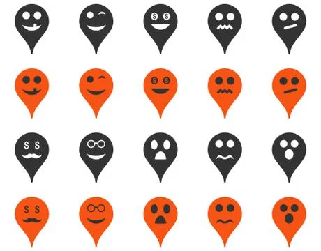 Emotion map marker icons Stock Illustration
