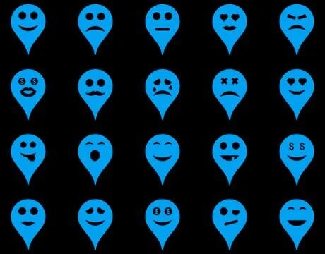 Emotion map marker icons Stock Illustration