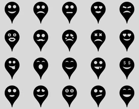 Emotion map marker icons Stock Illustration